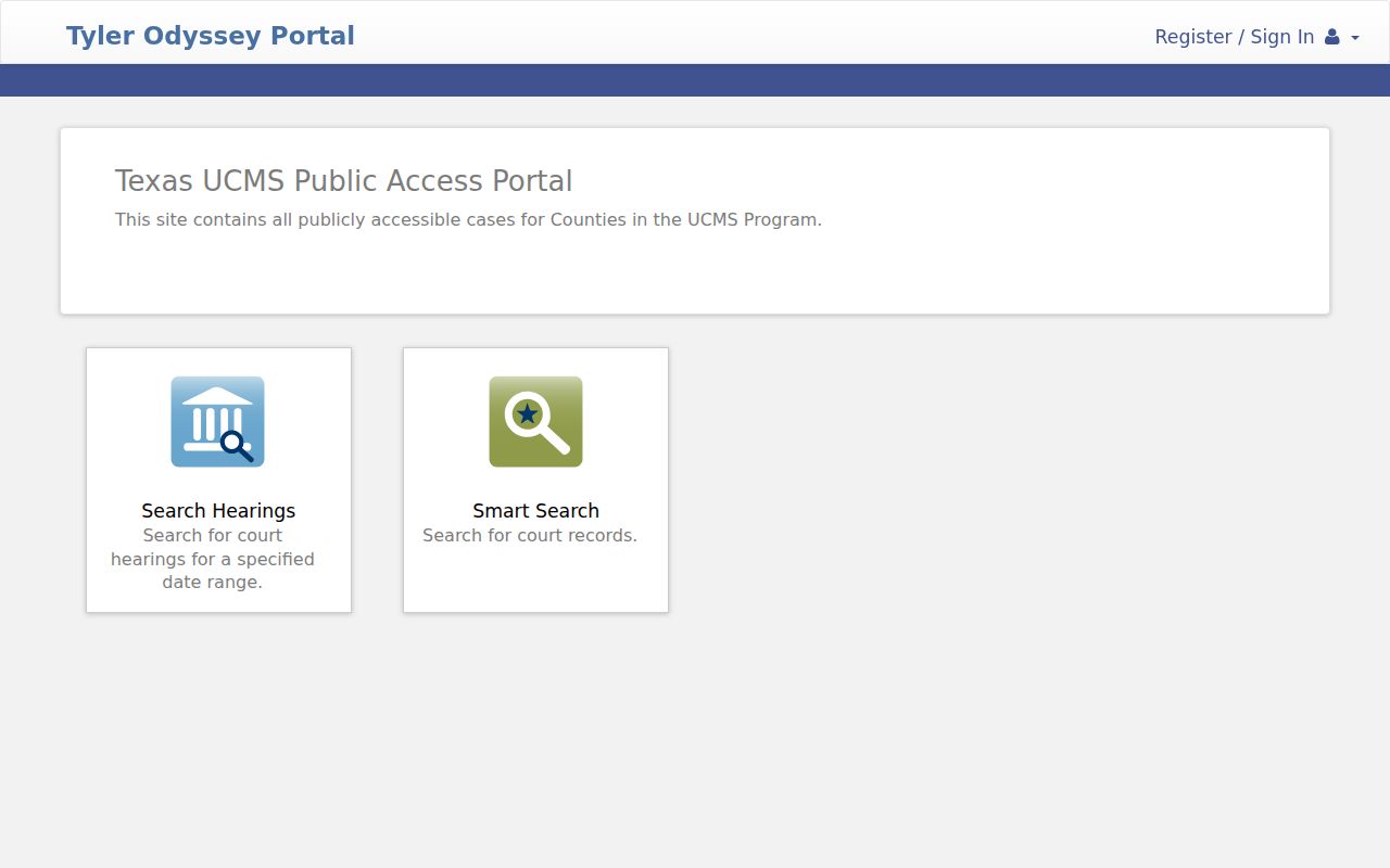 Texas UCMS portal used for Archer County court docket searches